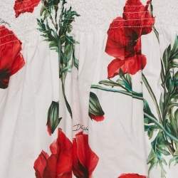 Pre Owned Dolce & Gabbana White Poppy Print Cotton Happy Garden Dress 5 Yrs 
