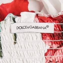 Pre Owned Dolce & Gabbana White Poppy Print Cotton Happy Garden Dress 5 Yrs 
