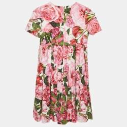 Pre Owned Dolce & Gabbana Kids Pink Floral Print Poplin Dress 7/8 Yrs