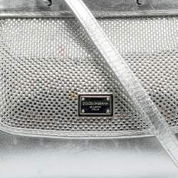 Pre Owned Dolce & Gabbana Silver Leather Miss Sicily Bambino Top Handle Bag