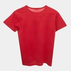 Pre Owned Dolce & Gabbana Kids Red Crown Logo Embroidered Cotton T-Shirt 9/10 Yrs 