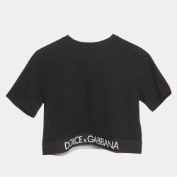 Pre Owned Dolce & Gabbana Kids Black Logo Hem Jersey T-Shirt 11/12 Yrs