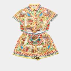 Pre Owned Dolce & Gabbana Kids Multicolor Carretto Print Cotton Top & Shorts Set 7/8 ,6 Yrs