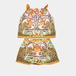 Pre Owned Dolce & Gabbana Kids Multicolor Printed Cotton Top & Shorts Set 4 Yrs 