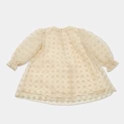 Pre Owned Dolce & Gabbana Kids Beige Logo Embroidered Tulle Dress 6/9 Months 