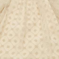 Pre Owned Dolce & Gabbana Kids Beige Logo Embroidered Tulle Dress 6/9 Months 