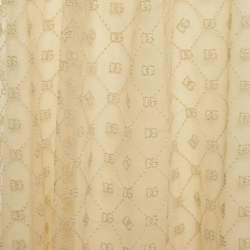 Pre Owned Dolce & Gabbana Kids Beige DG Embroidered Tulle Dress 24-30M