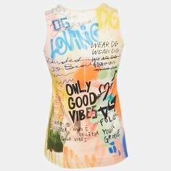 Pre Owned Dolce & Gabbana Kids Orange Printed Jersey A-Line Short Dress 6 Yrs