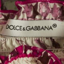 مملوكة مسبقًا Dolce & Gabbana Kids Pink Majolica Print Cotton Romper 0-3M