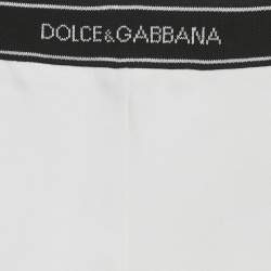 Pre Owned Dolce & Gabbana Kids White Logo Pattern Jersey Leggings 12-18M