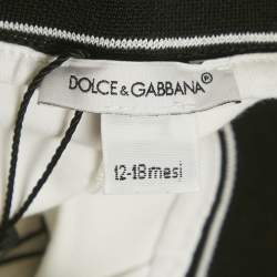 Pre Owned Dolce & Gabbana Kids White Logo Pattern Jersey Leggings 12-18M