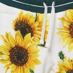 Pre Owned Dolce & Gabbana Kids Yellow Sunflower Print Cotton Joggers 7/8 Yrs 