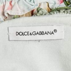 Pre Owned Dolce & Gabbana Kids Blue Floral Print Poplin Dress 11-12Yrs