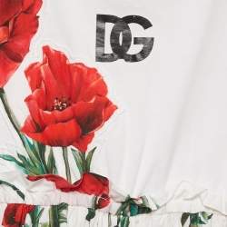 مملوكة مسبقًا Dolce & Gabbana Kids White/Red Poppy Print Cotton Happy Garden Dress 3Y 