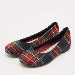 مملوكة مسبقًا Dolce & Gabbana Size 30 Multicolour Check Canvas Ballet Flats 