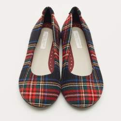 مملوكة مسبقًا Dolce & Gabbana Size 30 Multicolour Check Canvas Ballet Flats 