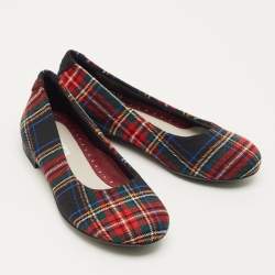 مملوكة مسبقًا Dolce & Gabbana Size 30 Multicolour Check Canvas Ballet Flats 