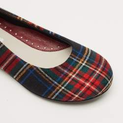مملوكة مسبقًا Dolce & Gabbana Size 30 Multicolour Check Canvas Ballet Flats 