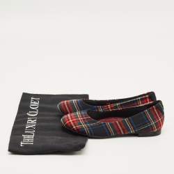 مملوكة مسبقًا Dolce & Gabbana Size 30 Multicolour Check Canvas Ballet Flats 