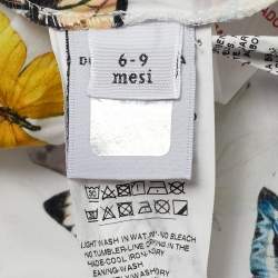 مملوكة مسبقًا فستان دولشي أند غابانا أطفال قطن بطبعة فراشات أبيض مجموعة 6-9 أشهر