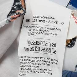 مملوكة مسبقًا فستان دولشي أند غابانا أطفال قطن بطبعة فراشات أبيض مجموعة 6-9 أشهر