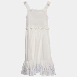 مملوكة مسبقًا فستان دولتشي وغابانا أبيض قطني مطرز 6-7 سنوات