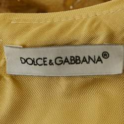 مملوكة مسبقًا Dolce & Gabbana Kids Cream/Gold Brocade Gathered Dress 11/12Yrs