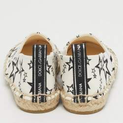 مملوكة مسبقًا Dolce & Gabbana Size 27 White Canvas Star Printed Espadrilles 