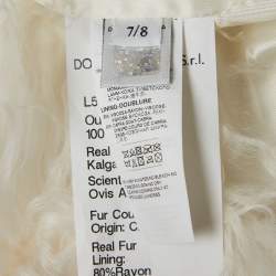 Pre Owned {"name_ar": "معطف دولشي وغابانا تفاصيل أبليك فرو خروف أبيض 7-8 سنوات"}