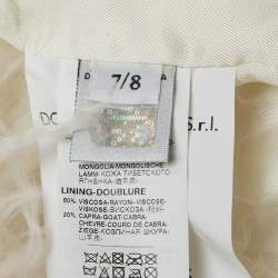 Pre Owned {"name_ar": "معطف دولشي وغابانا تفاصيل أبليك فرو خروف أبيض 7-8 سنوات"}