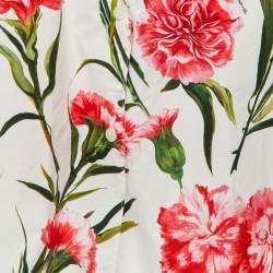 Pre Owned Dolce & Gabbana Kids White Floral Print Cotton Tie Detail Top 6 Yrs