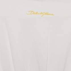 مملوكة مسبقًا فسـتان دولتشي آند غابانا لـلأطفال أبيض/أصفر بطبعة ماجوليكا قطني 4 سنوات