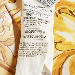 مملوكة مسبقًا فسـتان دولتشي آند غابانا لـلأطفال أبيض/أصفر بطبعة ماجوليكا قطني 4 سنوات