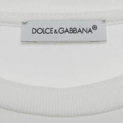 Pre Owned Dolce & Gabbana White Floral DG Logo Cotton Knit T-Shirt 11/12 Yrs