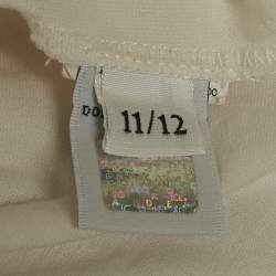 Pre Owned Dolce & Gabbana White Floral DG Logo Cotton Knit T-Shirt 11/12 Yrs