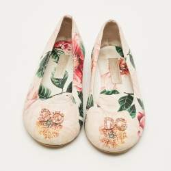 مملوكة مسبقًا Dolce & Gabbana Size 27 Multicolor Leather Camellia Print Ballet flats 