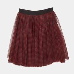 مملوكة مسبقًا Dolce & Gabbana Kids Red Houndstooth Tulle Skirt 4Yrs