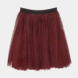 مملوكة مسبقًا Dolce & Gabbana Kids Red Houndstooth Tulle Skirt 4Yrs