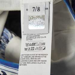 Pre Owned Dolce & Gabbana Kids White Blue Majolica Print Cotton Top & Skirt Set 7/8 Yrs