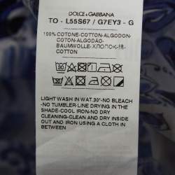 Pre Owned Dolce & Gabbana Kids White Blue Majolica Print Cotton Top & Skirt Set 7/8 Yrs