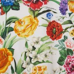 Pre Owned فستان دولتشي وغابانا أطفال أبيض بطبعة أزهار واسعة 9/10 سنوات