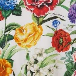 Pre Owned فستان دولتشي وغابانا أطفال أبيض بطبعة أزهار واسعة 9/10 سنوات