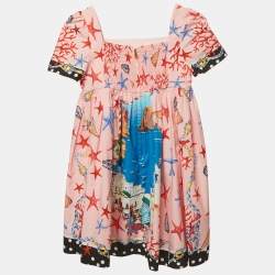 Pre Owned فستان بقطن مزخرف بطبعة كابري زهري دولتشي وغابانا كيدز 9/10 سنوات