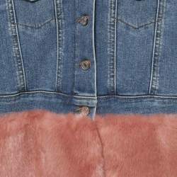 مملوكة مسبقًا فستان جاكيت دنيم وفرو خوخي/أزرق دولتشي و غابانا أطفال 3 سنوات