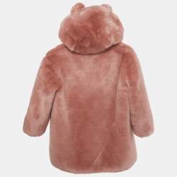 Pre Owned Dolce & Gabbana Kids Pink Faux Fur Teddy Bear Hoodie 5Yrs