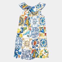 Pre Owned Dolce & Gabbana Kids Multicolor Printed Cotton Dress 8Yrs