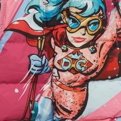 Pre Owned Dolce & Gabbana Pink Superhero Printed Synthetic Ski Pants 6Yrs
