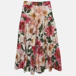 Pre Owned تنورة دولتشي آند غابانا طويلة قطن بطبعة زهور وردية 7/8 سنوات