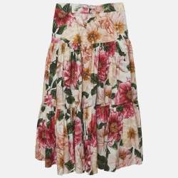 Pre Owned تنورة دولتشي آند غابانا طويلة قطن بطبعة زهور وردية 7/8 سنوات