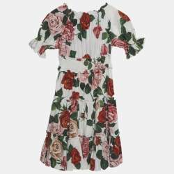 Pre Owned Dolce & Gabbana Multicolour Floral Print Cotton Tiered Dress 7-8 Yrs
